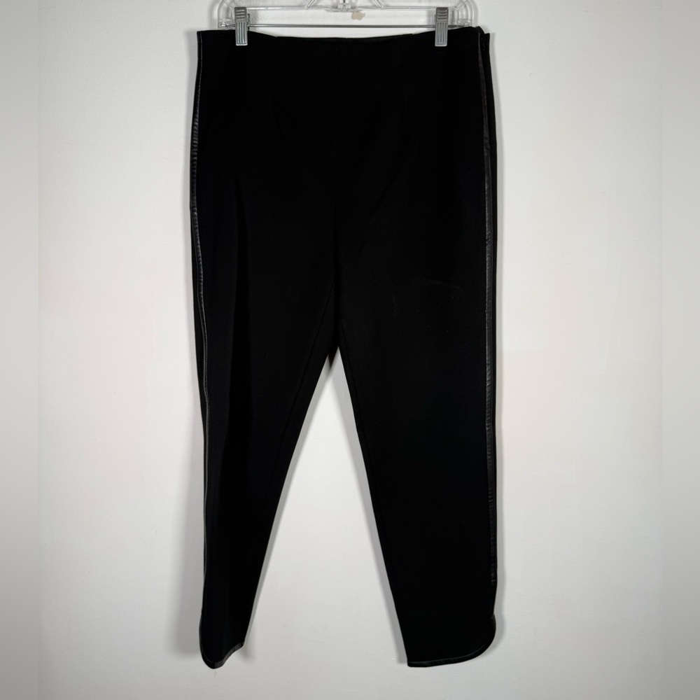 Ming Wang Women’s Size Medium Black Faux Leather Stripe Trim Pants